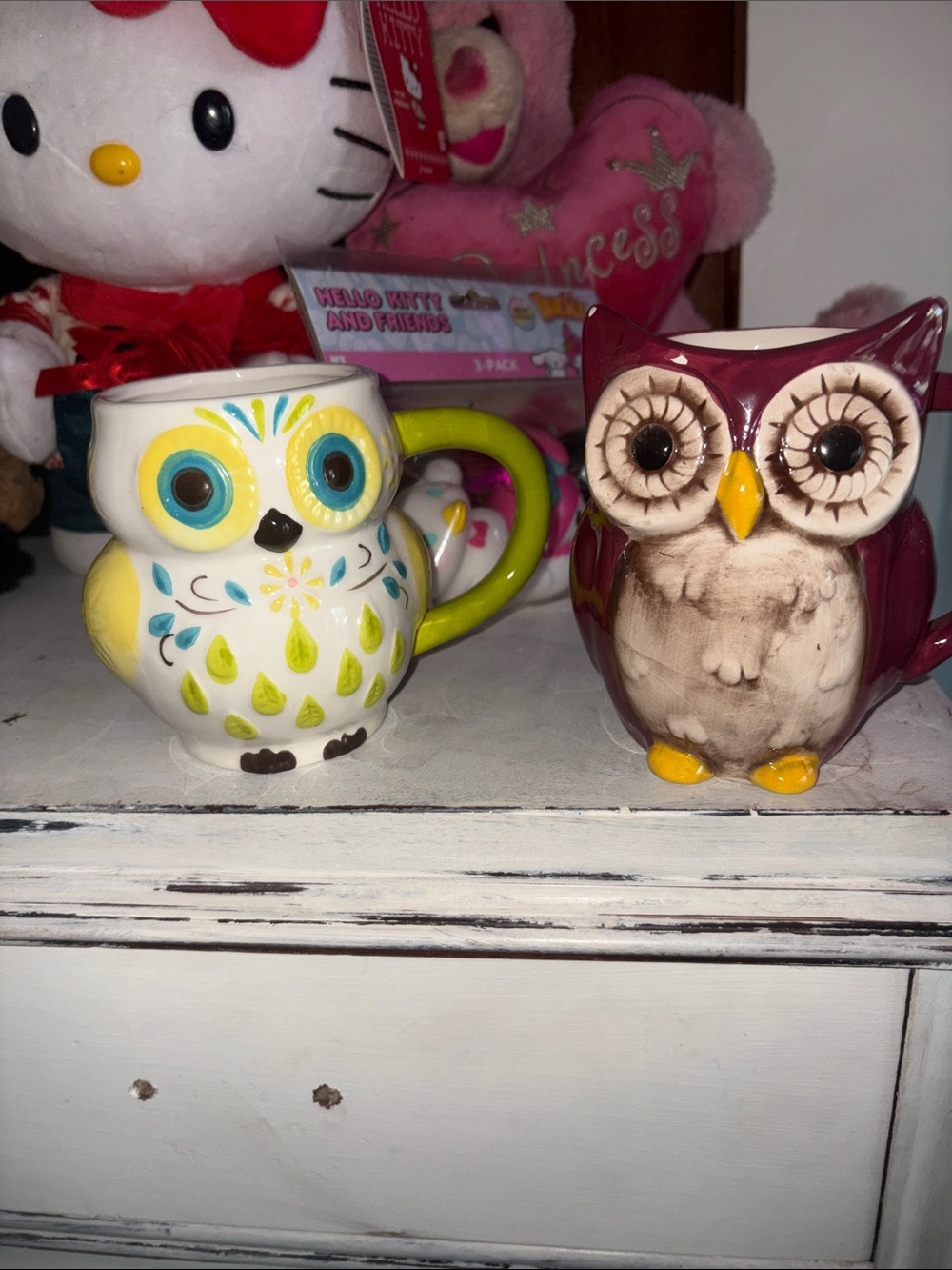 Ceramic Owl Mug - Yellow & Green Accent